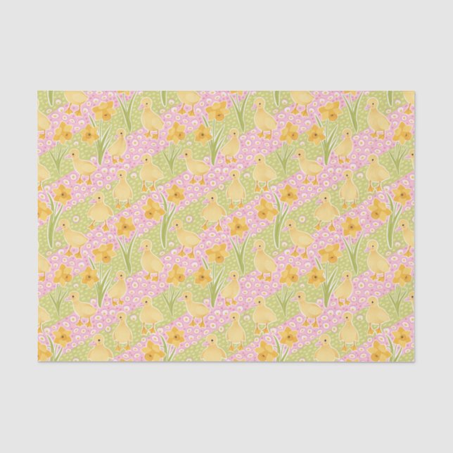 Papel De Seda Páscoa de Daffodils e Ducklings (Frente )
