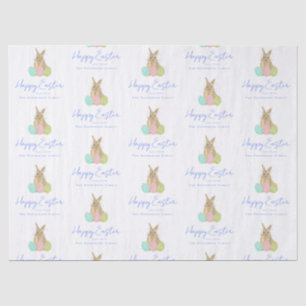 Papel De Seda Páscoa Feliz Personalizada Aquarela Coelhinho Fofo