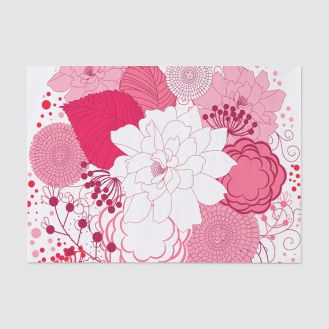 Papel De Seda Páscoa - Floral Cor-de-rosa e branco (Frente )