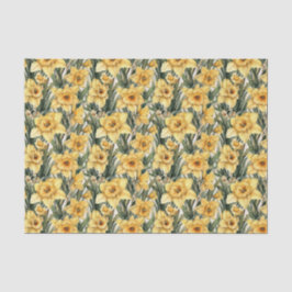 Papel De Seda Páscoa Floral de Aquarela Daffodil Exclusivo