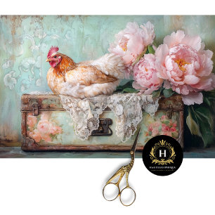 Papel De Seda Páscoa Hen Vintage Green Suitcase Decoupage