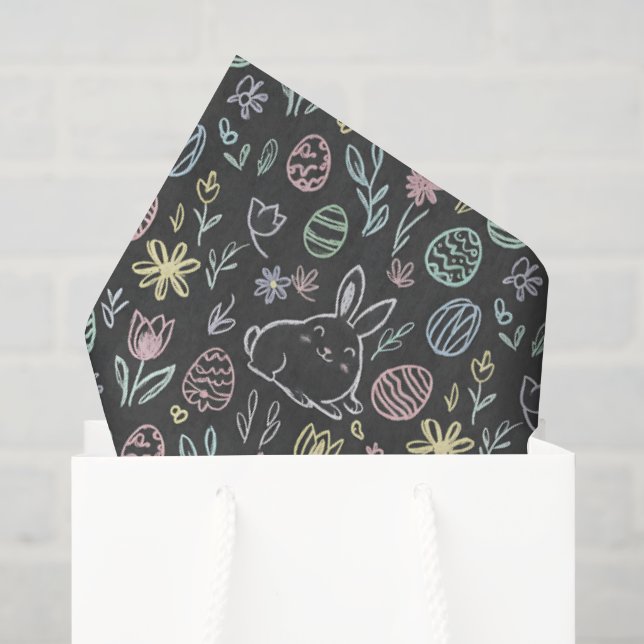 Papel de Seda Páscoa Lousa com Desenho de Coelho  (Sacola de presentes)