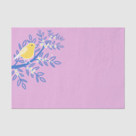 Papel De Seda Pássaro Amarelo Ilustrado em um Fundo Rosa