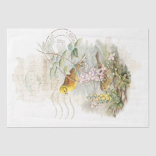 Papel De Seda Pássaro Amarelo Postmark Music Flower Decoupage
