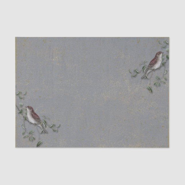 Papel De Seda Pássaro Antigo e Galhos (Frente )