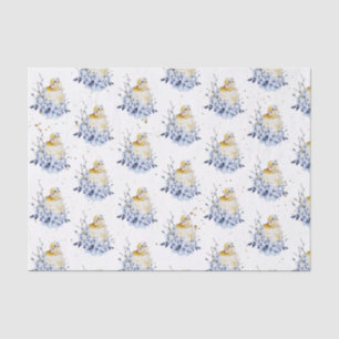 Papel De Seda Pássaro bonito e Flores