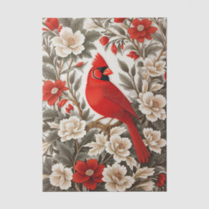 Papel De Seda Pássaro Cardinal do Norte Floral Bonito