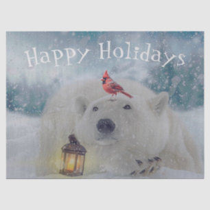 Papel De Seda Pássaro Cardinho do Urso Polar Bonito no Natal