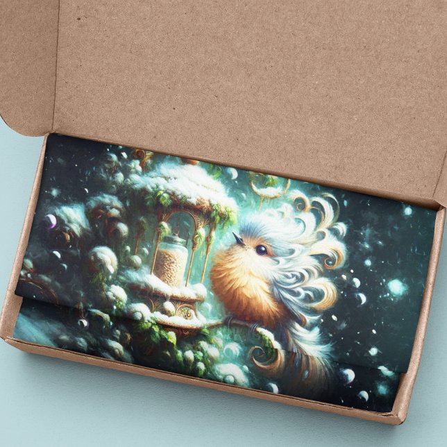 Papel De Seda Pássaro de Canção de Natal no Comedouro de Azevinh (Criador carregado)