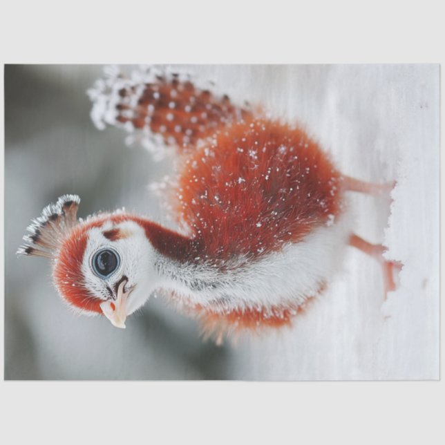 Papel De Seda Pássaro de Natal Fluffy Vibrante para Desligar (Frente )