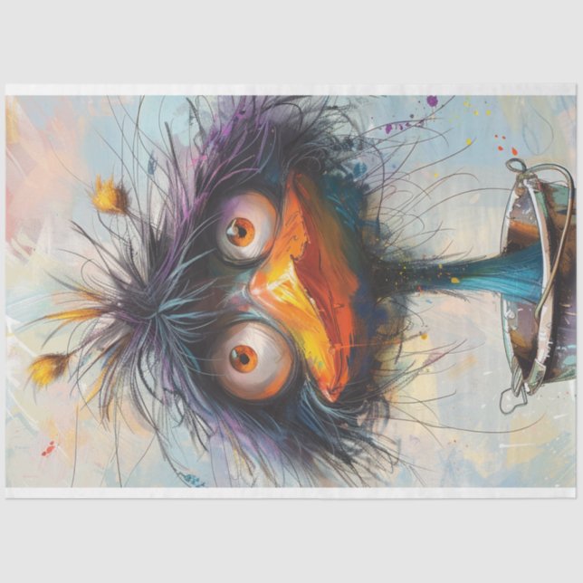 Papel De Seda Pássaro de Tinta de Wackadoodle de Decoupage (Frente )