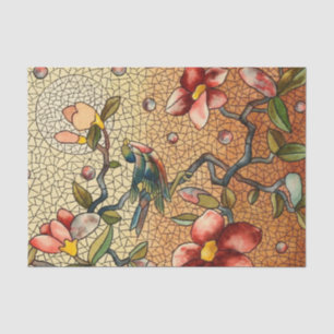 Papel De Seda Pássaro do estilo do vitral em uma árvore de