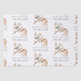 Papel De Seda Pássaro e Barco com Aquarela Minimalista