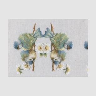 Papel De Seda pássaro floral bonito do bordado do verde da