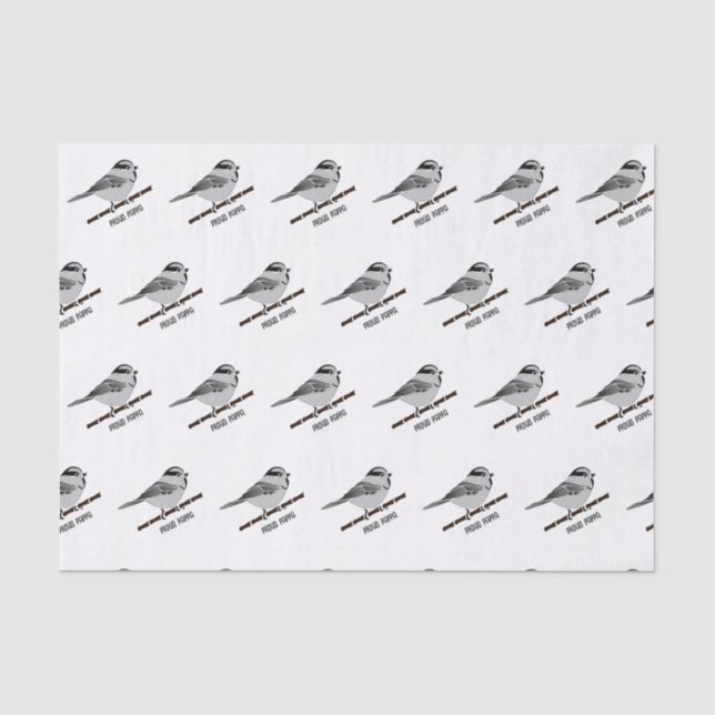 Papel De Seda Pássaro Galho de Montanha Adorável Ilustrado (Frente )