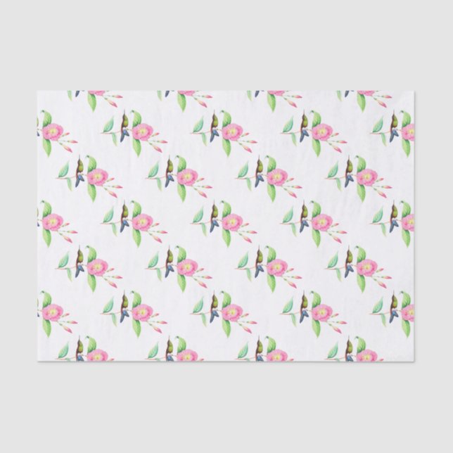 Papel De Seda Pássaro Humigno E Hybiscus (Frente )