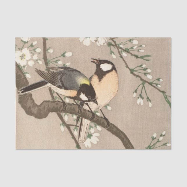 Papel De Seda Pássaro Japonês Asiático Ohara Koson Chapim Pássar (Frente )