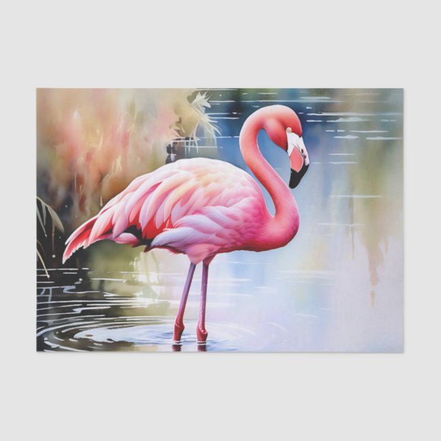 Papel De Seda Pássaro Rosa Flamingo (Frente )