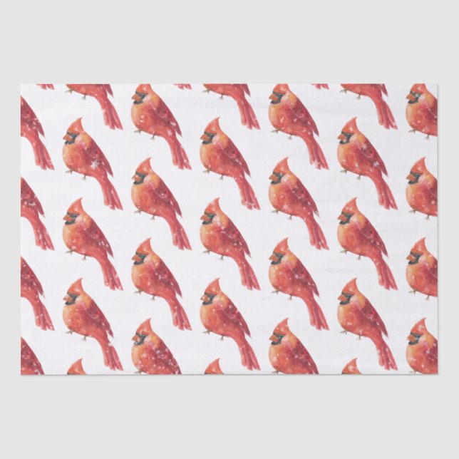 Papel De Seda Pássaro Vermelho do Cardinal Neve Natal (Frente )
