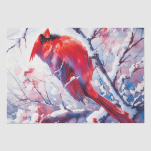 Papel De Seda Pássaro Vermelho Inverno
