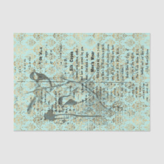 Papel De Seda Pássaro Vintage francês longo