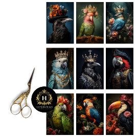 Papel De Seda Pássaro Vintage Gótico Corvo Decoupage Coroa 