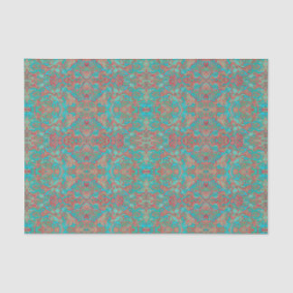 Papel De Seda Pássaros arábicos Bohemian Boho Turquoise Red Gree