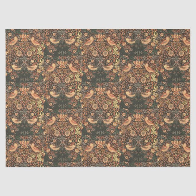 Papel De Seda Pássaros Clássicos Elegantes William Morris (Frente )