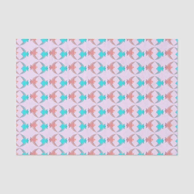 Papel De Seda Pássaros de Amor, Rosa e Azul (Frente )