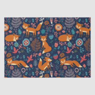 Papel De Seda Pássaros e flores de raposas