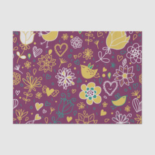 Papel De Seda Pássaros e flores lunáticos do vinho