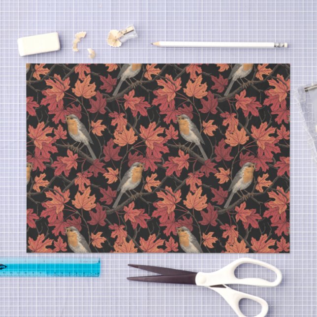 Papel De Seda Pássaros em árvore de bordo (Arte )