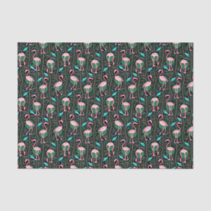 Papel De Seda Pássaros Flamingo Padrão 20s Deco Ferns Preto Ro
