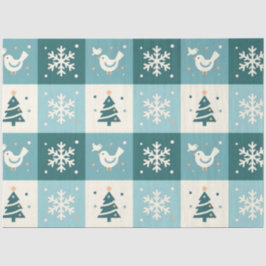 Papel De Seda Pássaros Fofos e Flocos de Neve Natal Inverno Deco