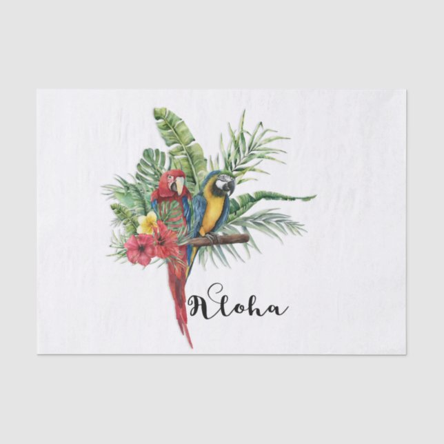 Papel De Seda Pássaros Paradisíacos Ilhéus Floral Tropical Botân (Frente )