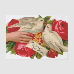 Papel De Seda Pássaros Vintage Amor Vitoriano Pombo Arte Clássic