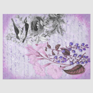 Papel De Seda Pássaros Vintage Desfazem Roxo