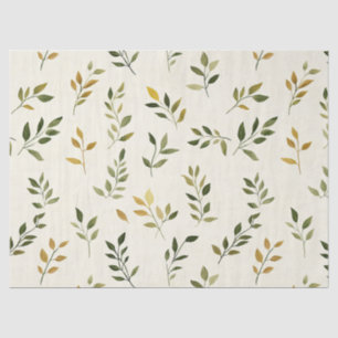 Papel De Seda Passeio pela Floresta Folhas e Galhos em Tons Terr
