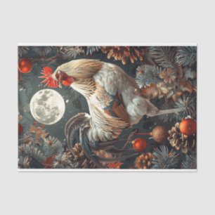 Papel De Seda Pasta de Rooster e Lua de Natal Yuletide