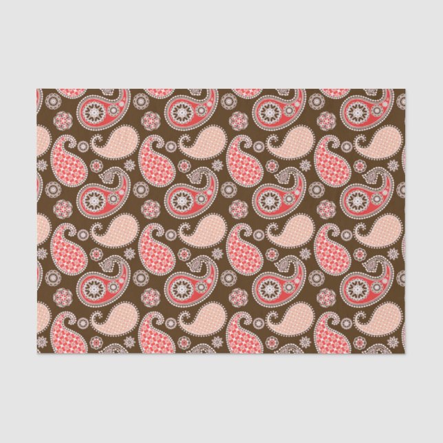 Papel De Seda Pastas, coral e castanho de chocolate (Frente )
