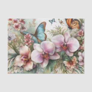 Papel De Seda Pastas de flores de aquarelas cores orquês de safr
