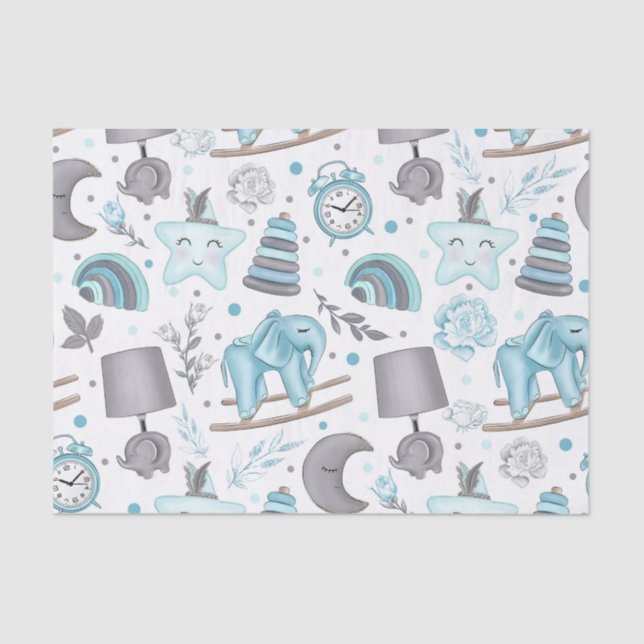 PAPEL DE SEDA PASTEL AZUL & CINZA BABY ITENS (Frente )