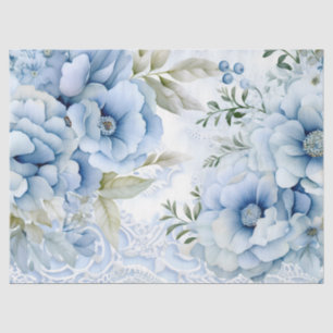 Papel De Seda Pastel Azul Vitoriano Florais e Decoupage de Locai