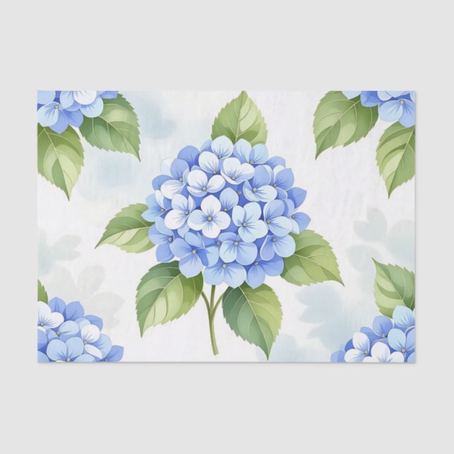 Papel De Seda Pastel Blue Hydrangea Bouquet Pattern (Frente )