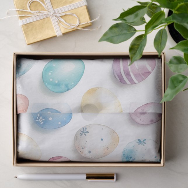 Papel De Seda Pastel Blue Pink Easter Egg Pattern  (Presente)