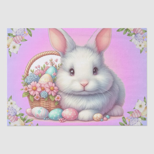 Papel De Seda Pastel Bonito Coelho da Páscoa (Frente )
