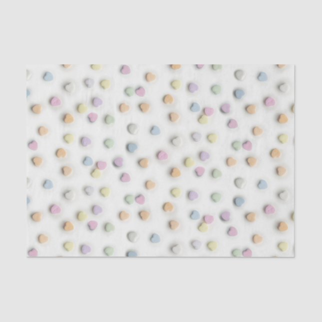 Papel De Seda Pastel Candy Hearts on White Pattern (Frente )