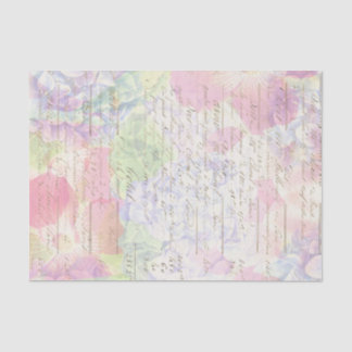 Papel De Seda Pastel Cor-de-rosa Vintage Desvanecida Floral