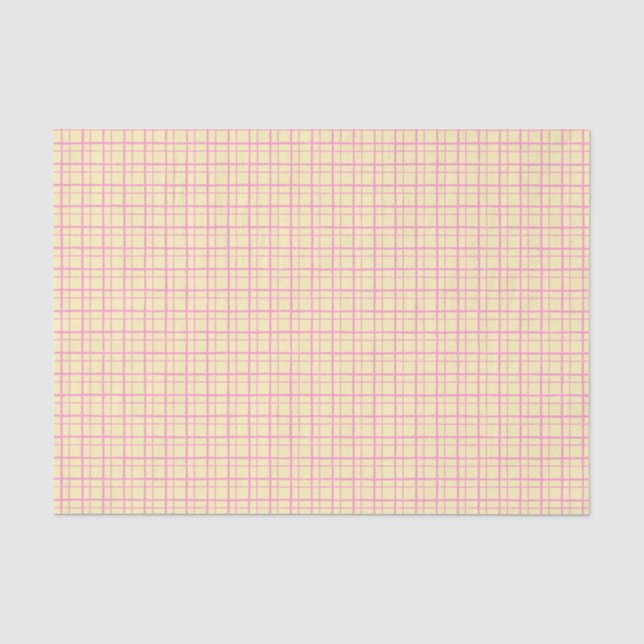 Papel De Seda Pastel Estético Amarelo Sol Grid Wobbly Xadrez (Frente )
