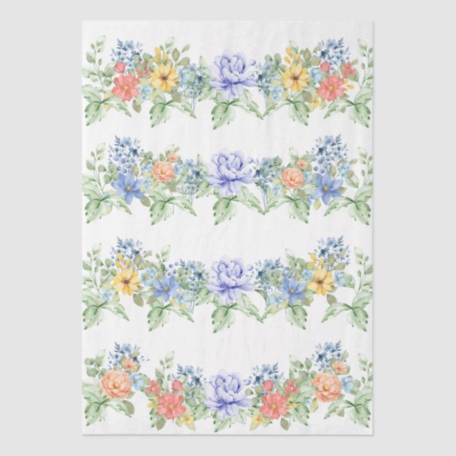 Papel De Seda Pastel Floral Borders Decoupage Paper (Frente )